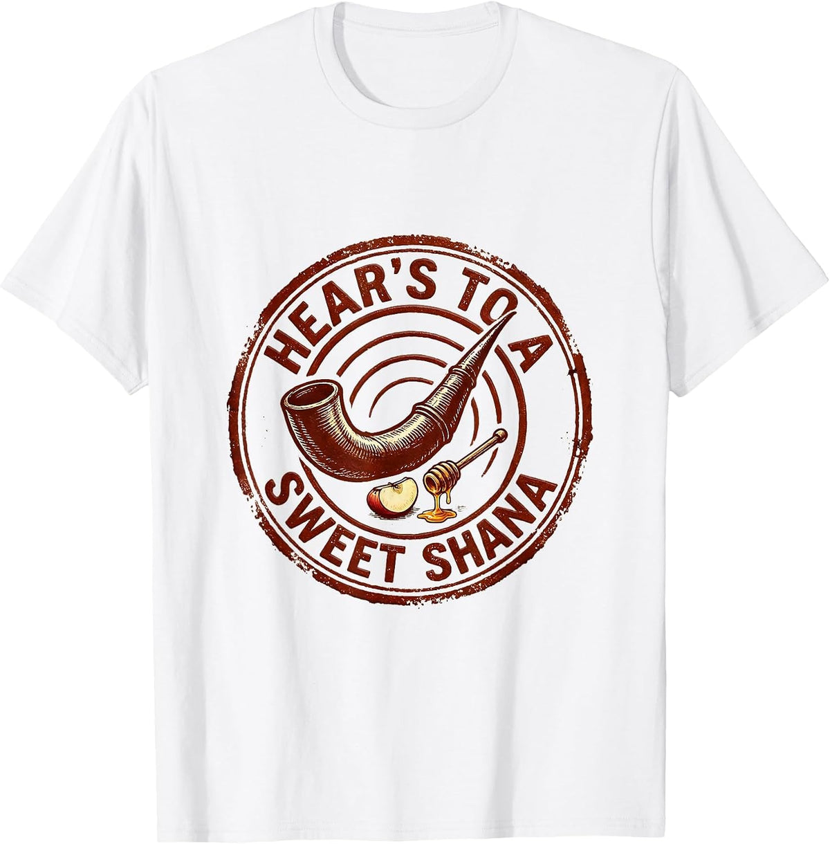 Men's Hear's To A Sweet Shana Funny Rosh Hashanah Apple Honey T-Shirt - White