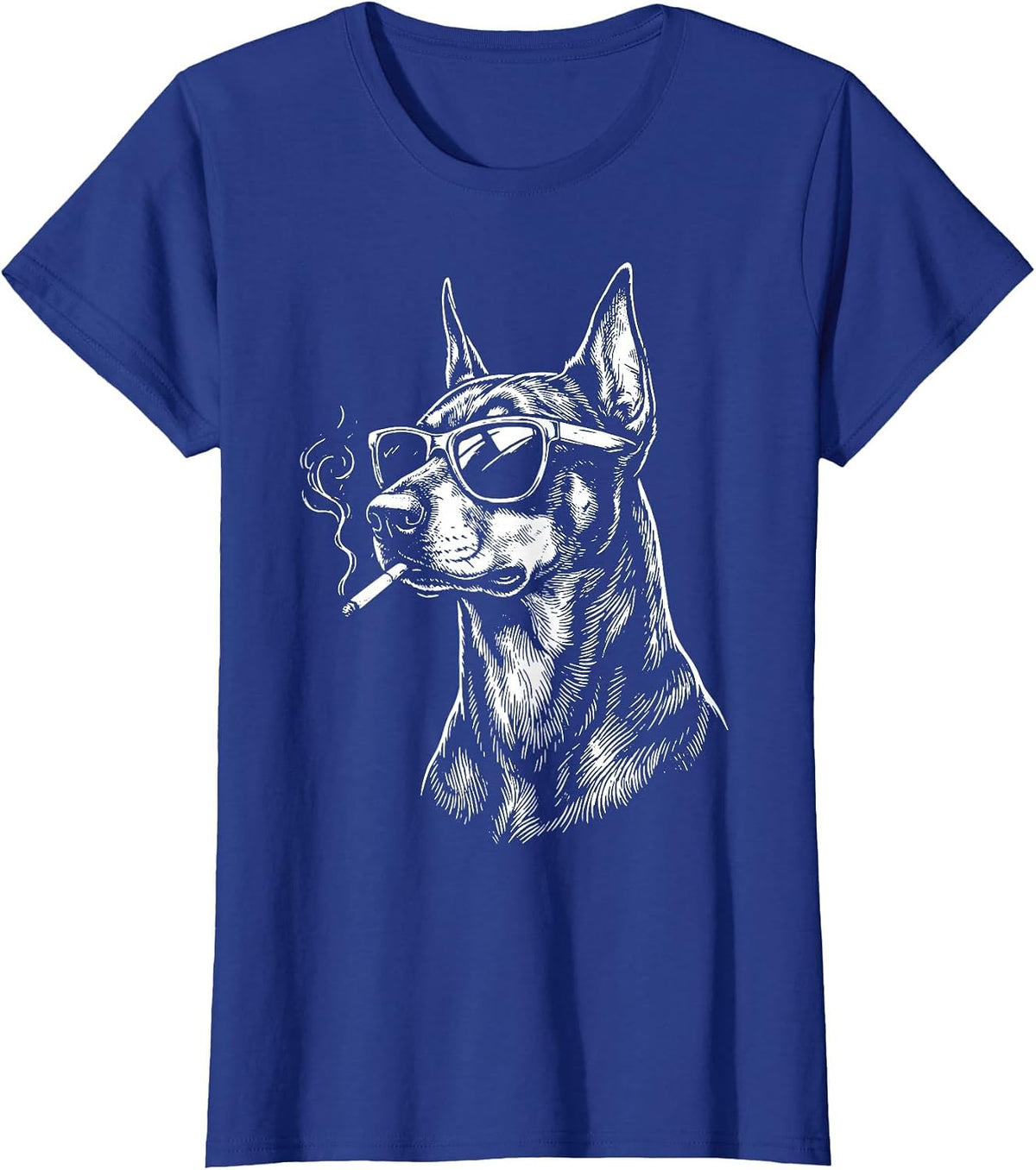 Doberman Smoking Cigarette T-Shirt - Royal Blue