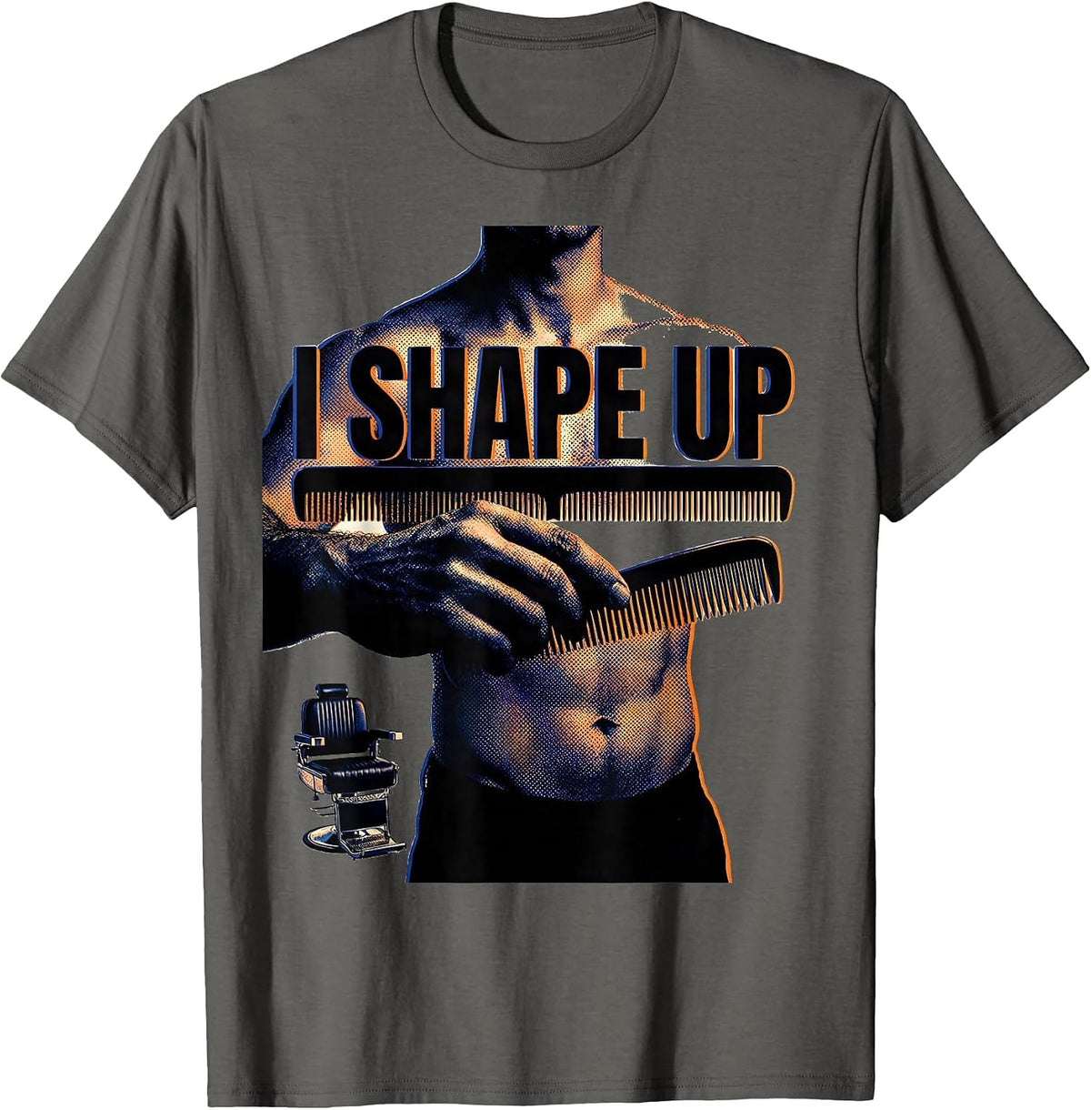 Men's I Shape Up Fashion Editorial Hairdresser Barber Gift T-Shirt - Asphalt Grey