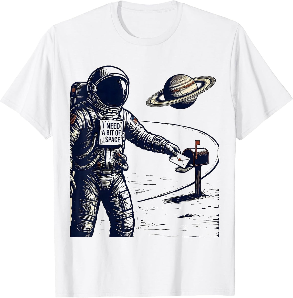 Men's I Need A Bit Of Space Funny Astronaut Retro Space Lover T-Shirt - White