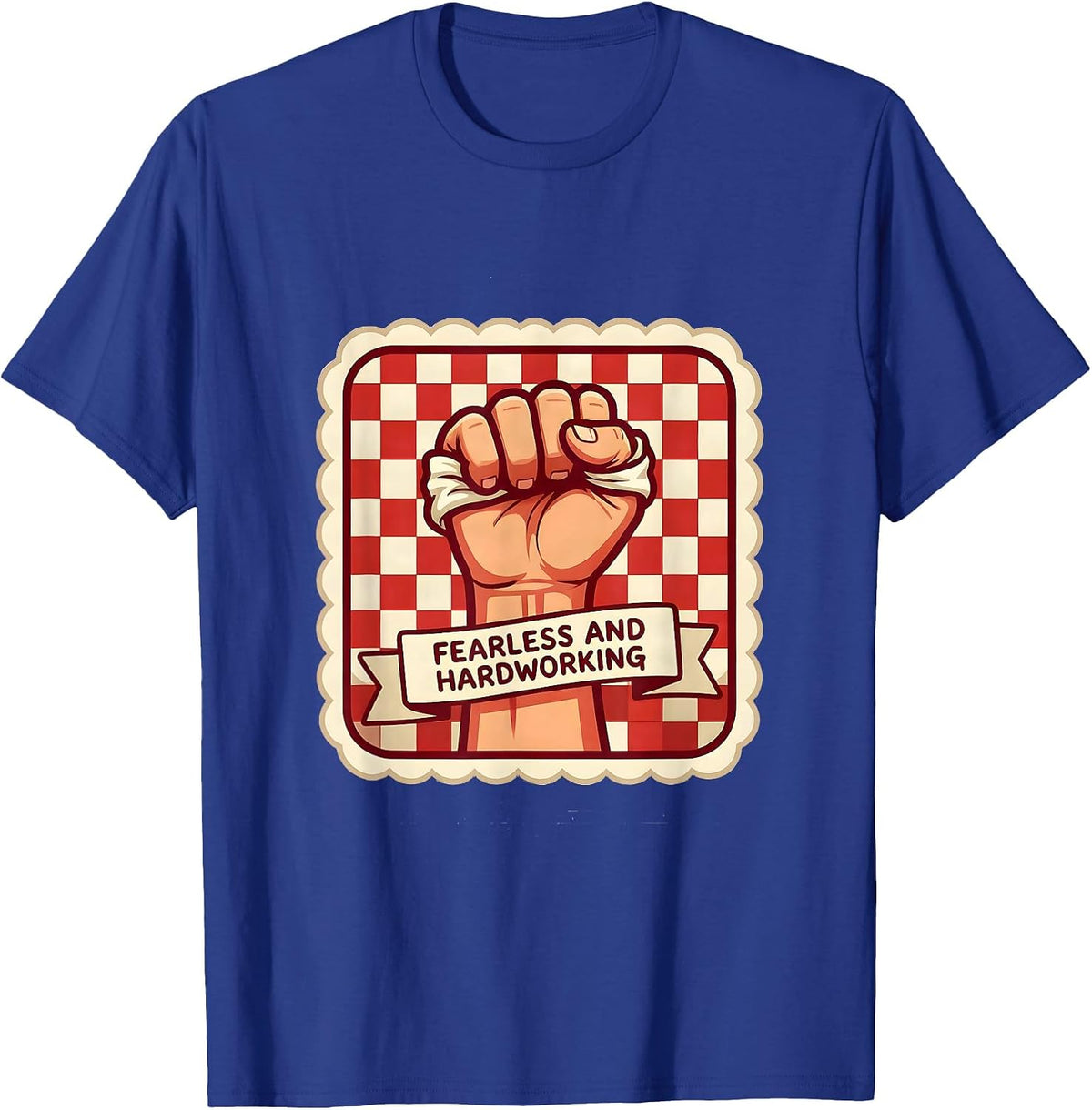 Men's Fearless and Hardworking Rosie the Riveter Design T-Shirt - Royal Blue
