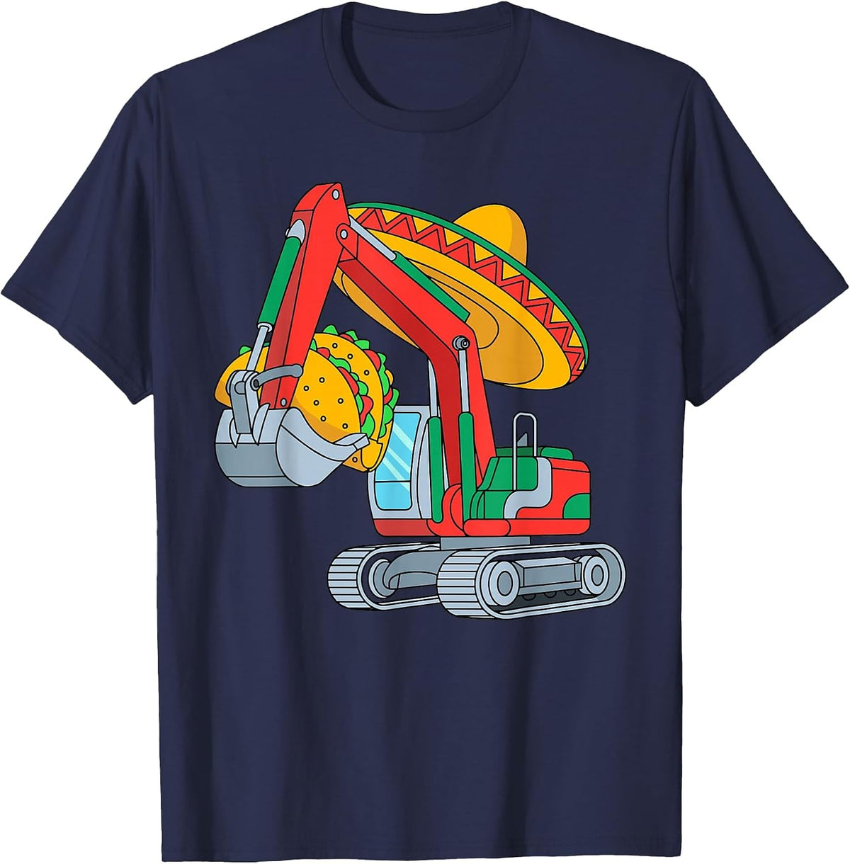 Cinco De Mayo Excavator Construction Kid Taco Mexican Fiesta T-Shirt - Navy Blue