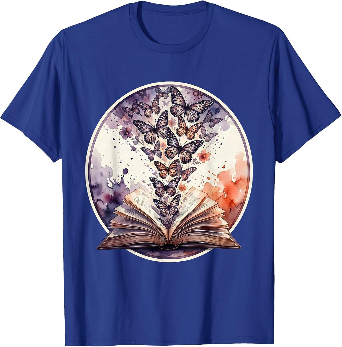 Dyslexia Awareness Open Book Butterflies Design T-Shirt - Royal Blue
