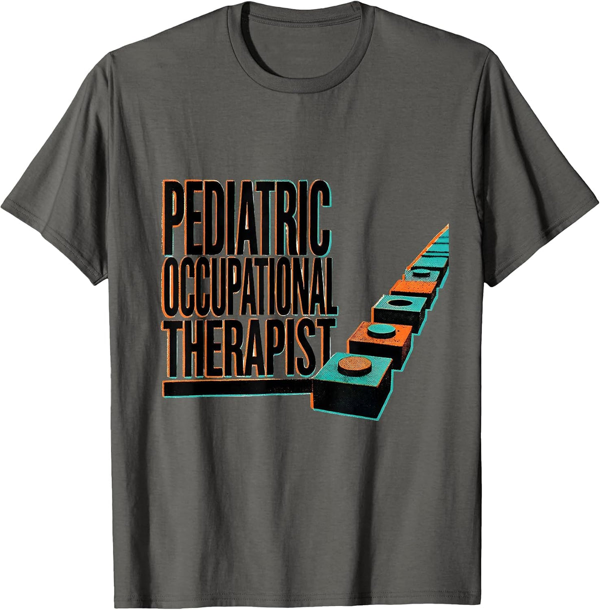 Men's Pediatric Occupational Therapist Risograph OT Pride Casual T-Shirt - Asphalt Grey