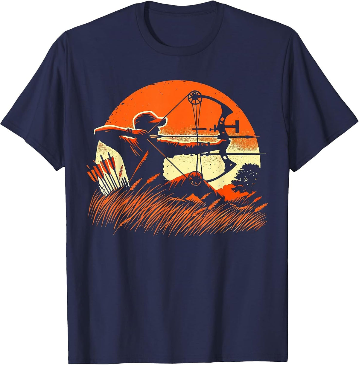 Archery Bow Hunter Deer Mule Elk Bow Hunting T-Shirt - Navy Blue