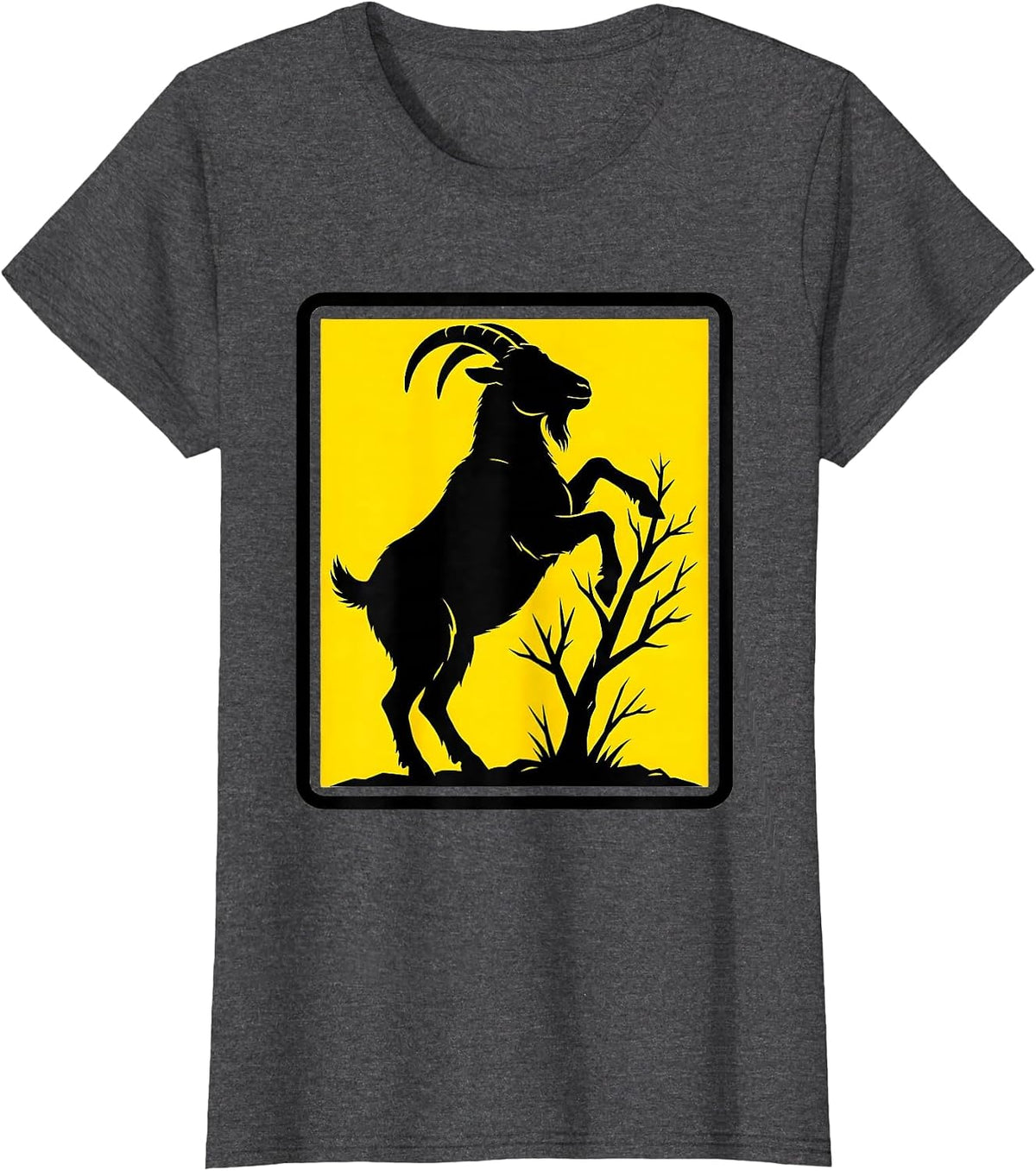 Women's Goat Farmer Humor Silhouette Funny Goat Lover Gift T-Shirt - Dark Heather Grey