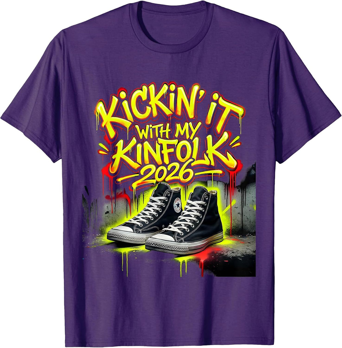 Kickin It With My Kinfolk 2026 Funny Family Reunion Matching T-Shirt - Purple
