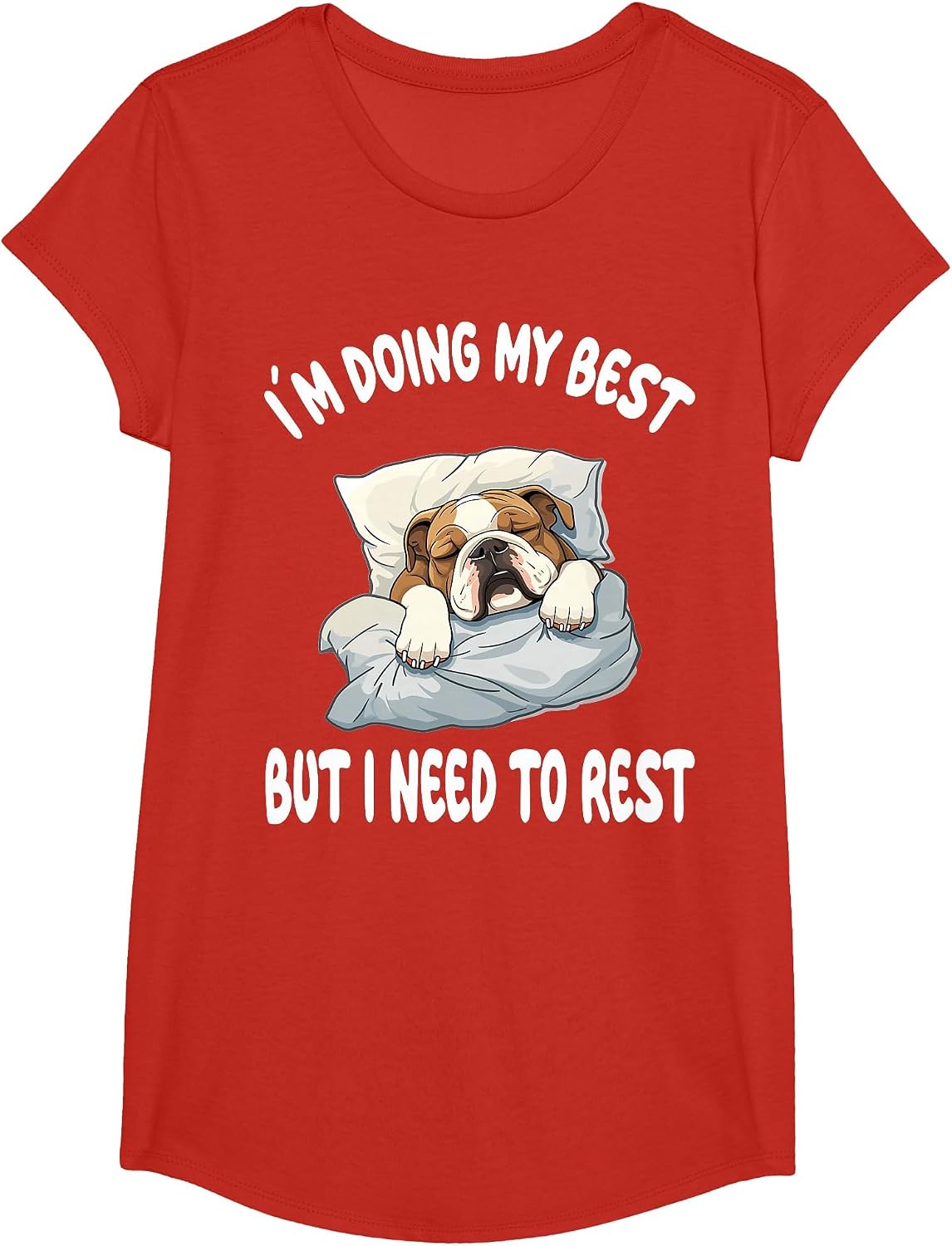 English Bulldog Official Sleepshirt Pajamas Nightgown T-Shirt - Girls Red