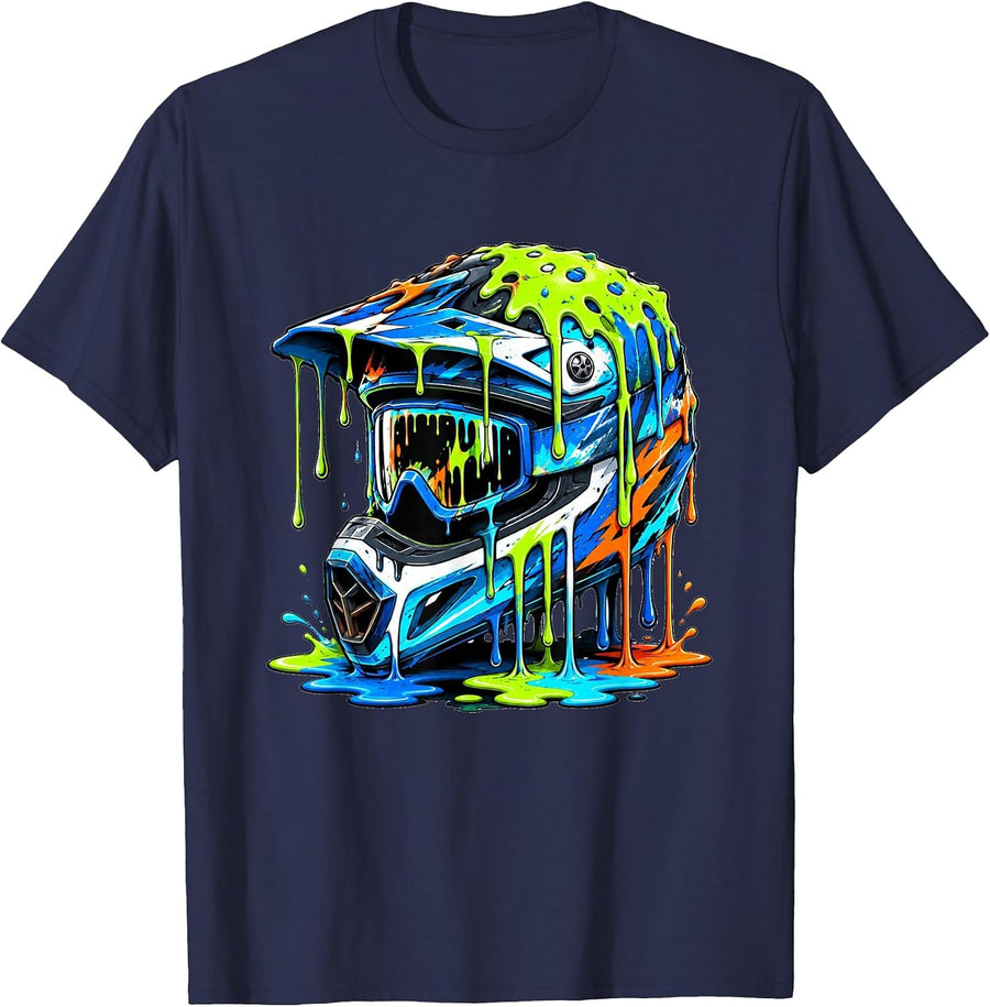 Dirt Bike Shirts for Men Boys Kids Gear Motocross Dirtbike T-Shirt - Navy Blue