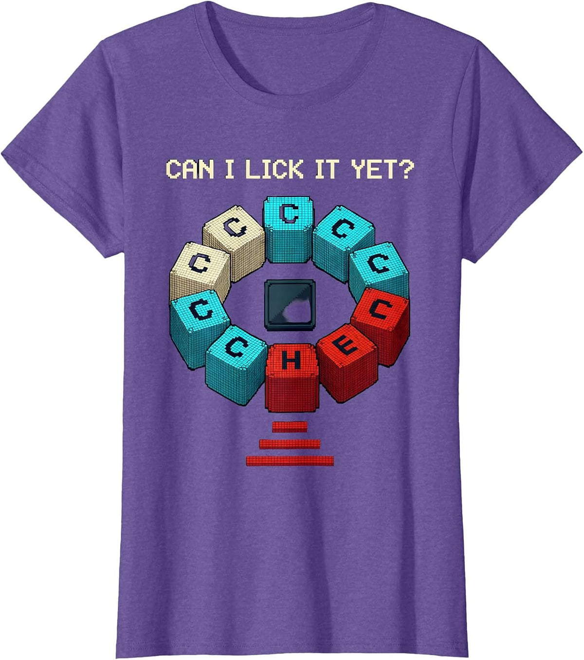 Women's Can I Lick It Yet Funny Periodic Table Science Teacher Gift T-Shirt - Purple Heather
