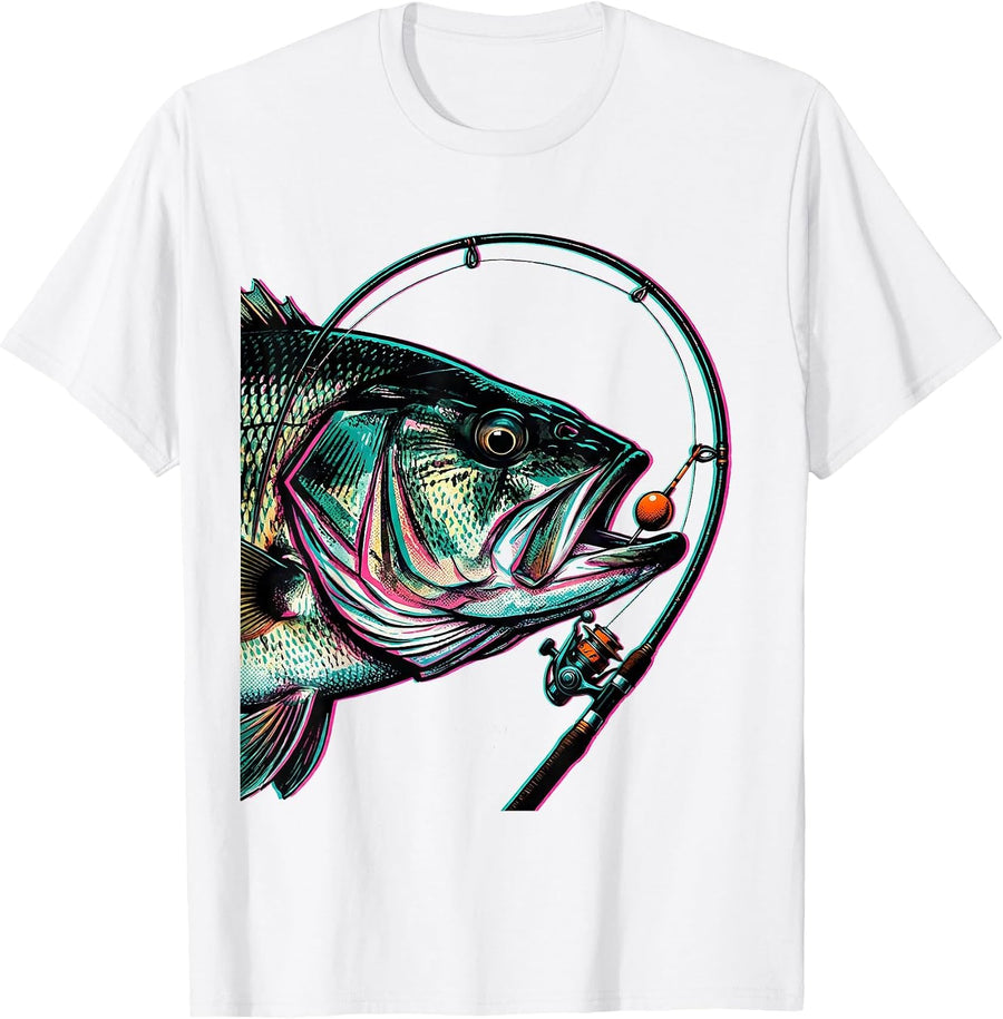 Men's Largemouth Bass Fishing Humor Boys Kids Angler T-Shirt - White