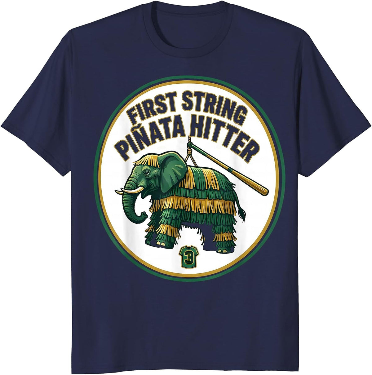 Men's First String Piñata Hitter Sports Cinco De Mayo Party T-Shirt - Navy Blue