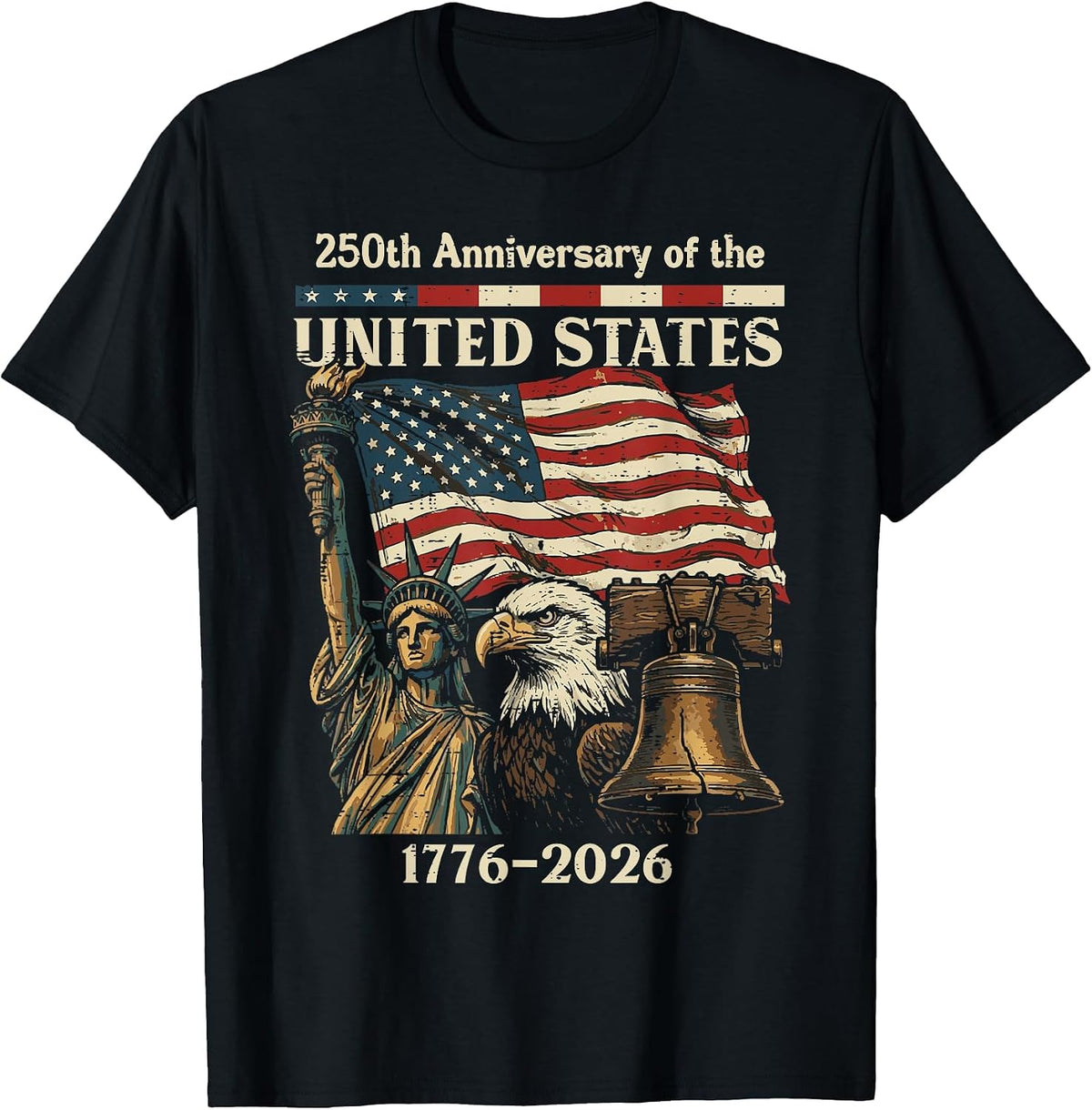 250th Anniversary of United States 250 Years 4th of July Men T-Shirt - Black