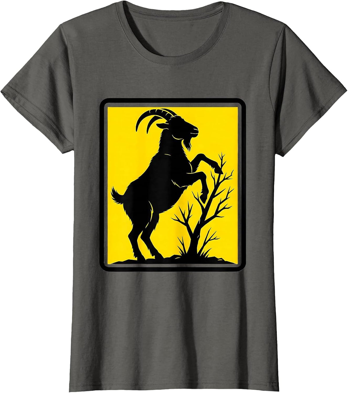 Women's Goat Farmer Humor Silhouette Funny Goat Lover Gift T-Shirt - Asphalt Grey