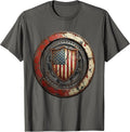 Patriotic Industrial Gear Flag Illustration T-Shirt - Asphalt Grey
