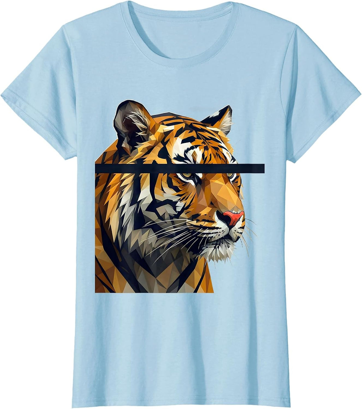 Women's Bengal Tiger Low Poly Faceted Cool Big Cat Lover T-Shirt - Baby Blue