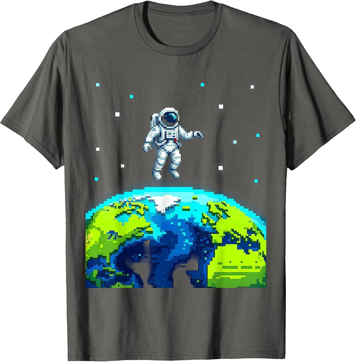 Men's Astronaut Floating Above Glowing Earth Illustration T-Shirt - Asphalt Grey