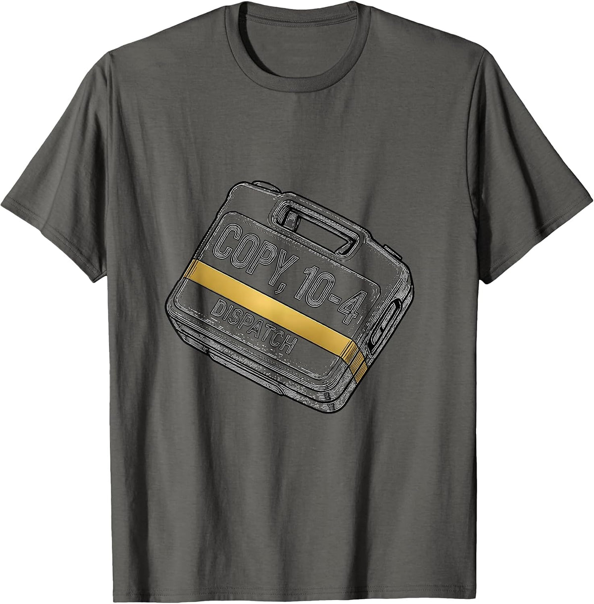 Copy, 10-4 Dispatch Thin Gold Line 911 Dispatcher Tribute T-Shirt - Asphalt Grey