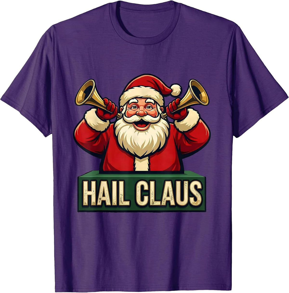 Hail Claus Heavy Metal Santa Rocker Christmas Novelty T-Shirt - Purple