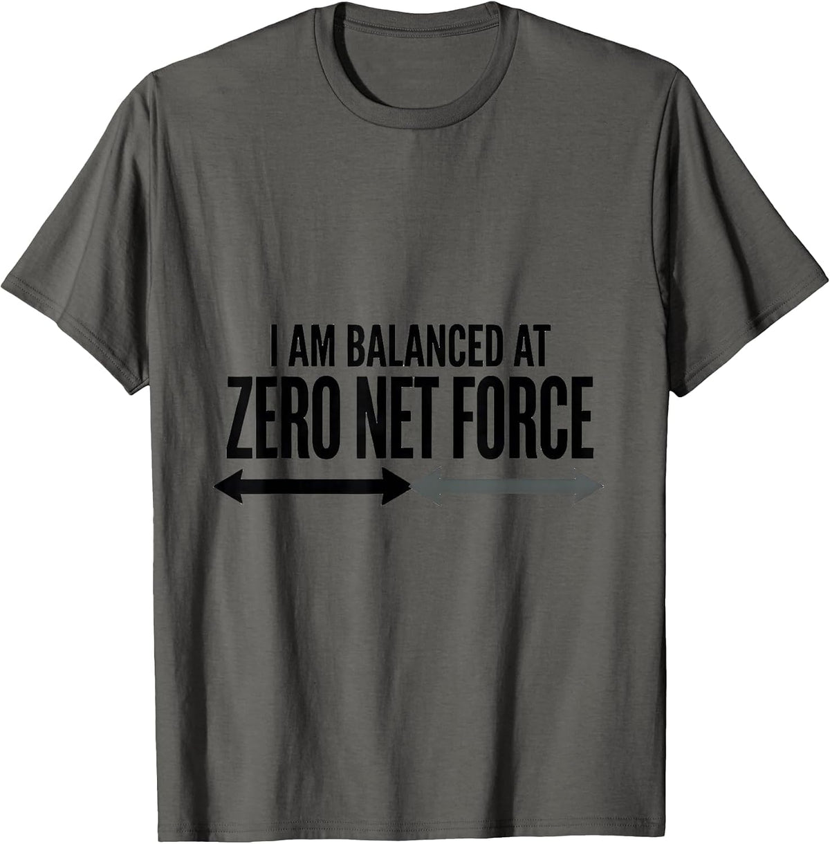 I Am Balanced At Zero Net Force Funny Physics Pun Humor T-Shirt - Asphalt Grey