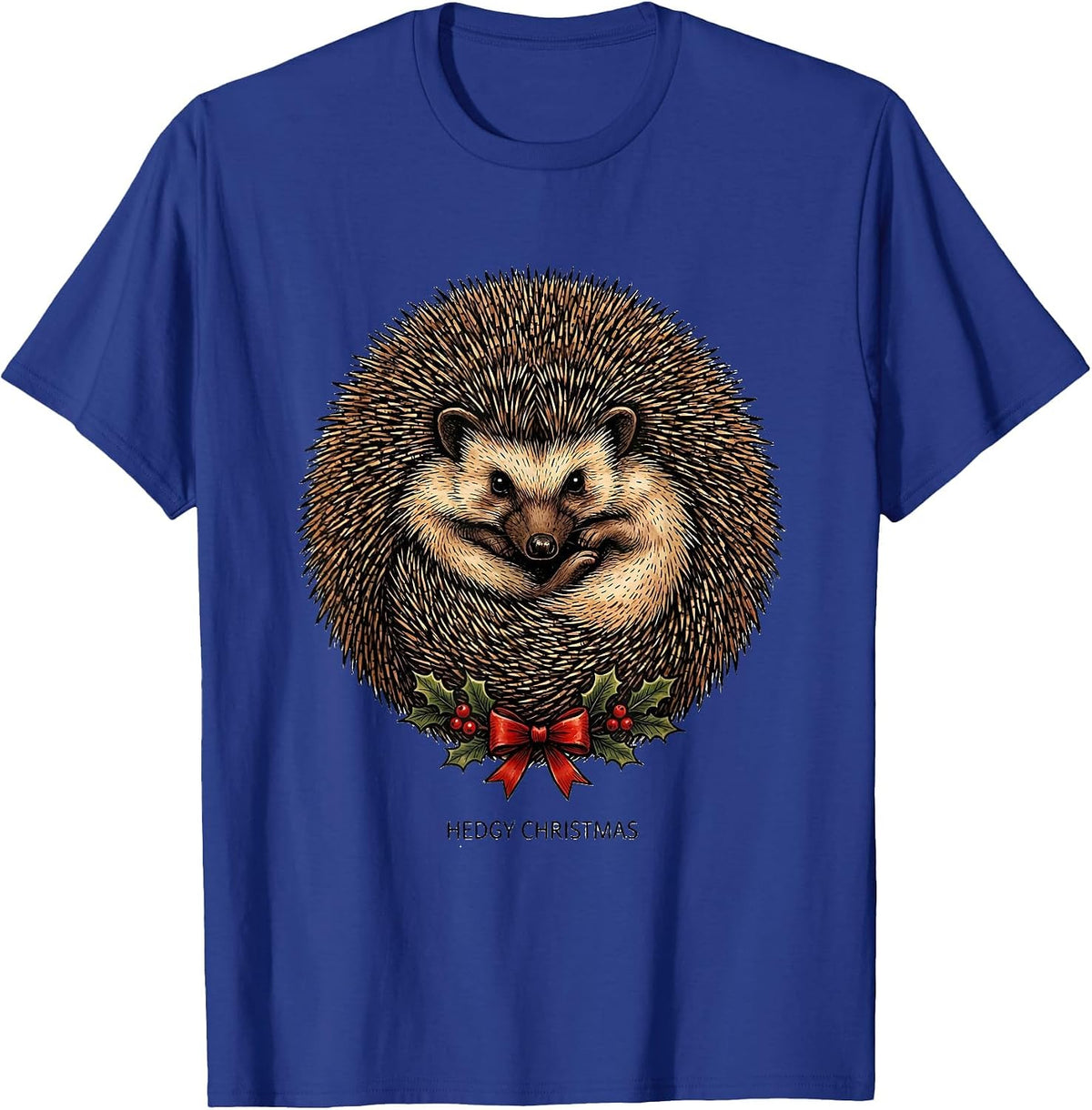 Men's Hedgy Christmas Cute Hedgehog Lover Whimsical Humor T-Shirt - Royal Blue