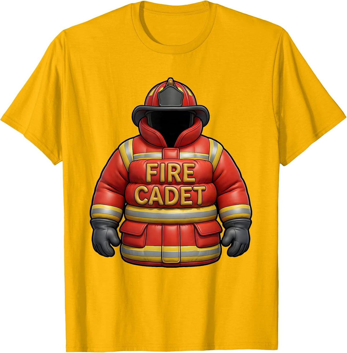 Fire Cadet Cartoon Firefighter Humor Fire Department T-Shirt - Golden Yellow