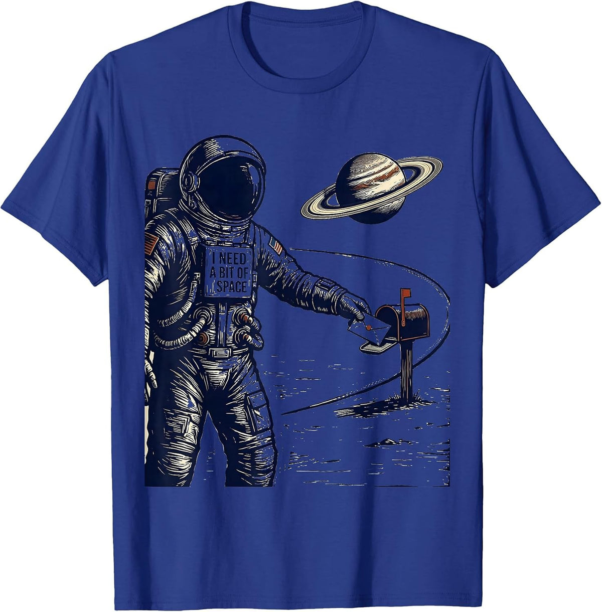 Men's I Need A Bit Of Space Funny Astronaut Retro Space Lover T-Shirt - Royal Blue