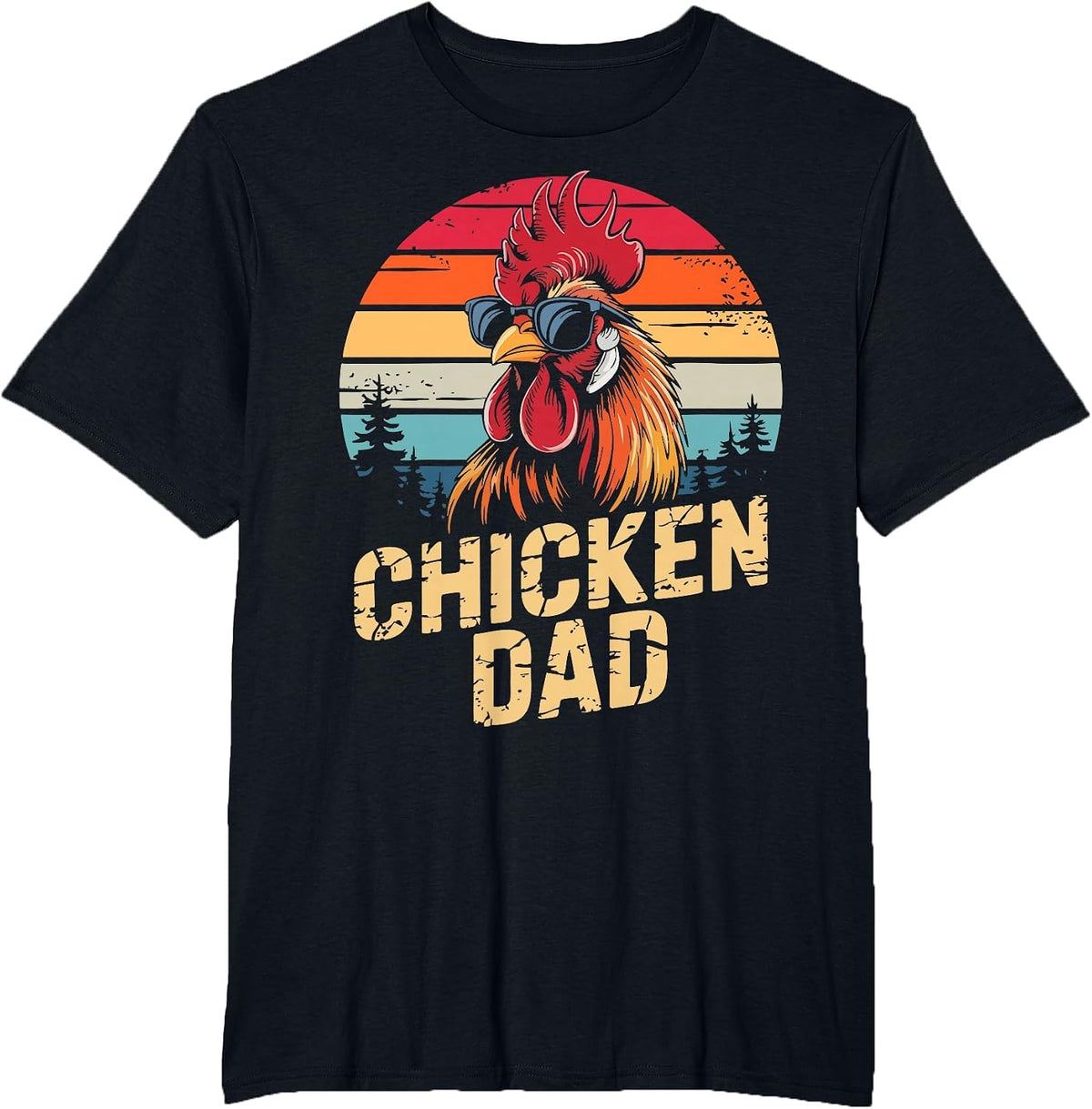 Men Chicken Dad Vintage Poultry Farmer Daddy Fathers Day T-Shirt - Black