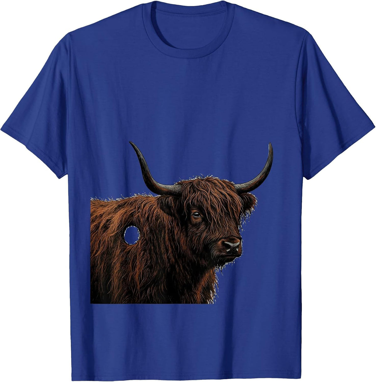 Highland Cow Minimalist Cute Scottish Humor T-Shirt - Royal Blue