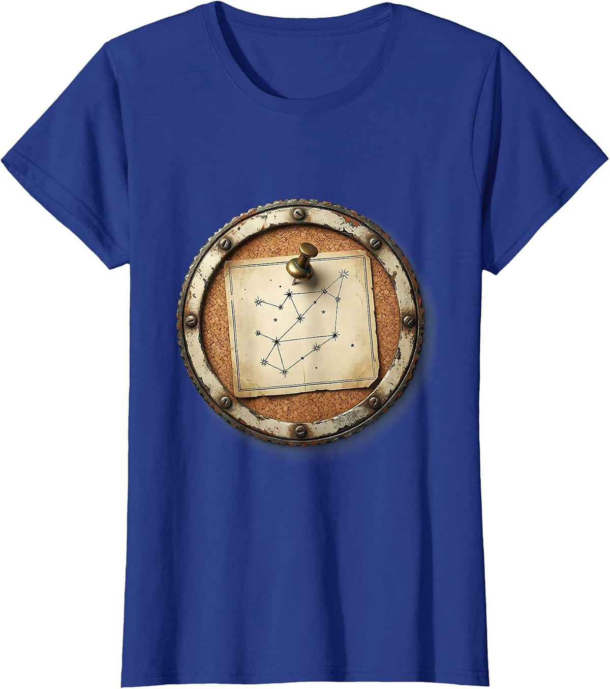 Women's Constellation Map Pinned to Cork Board T-Shirt - Royal Blue