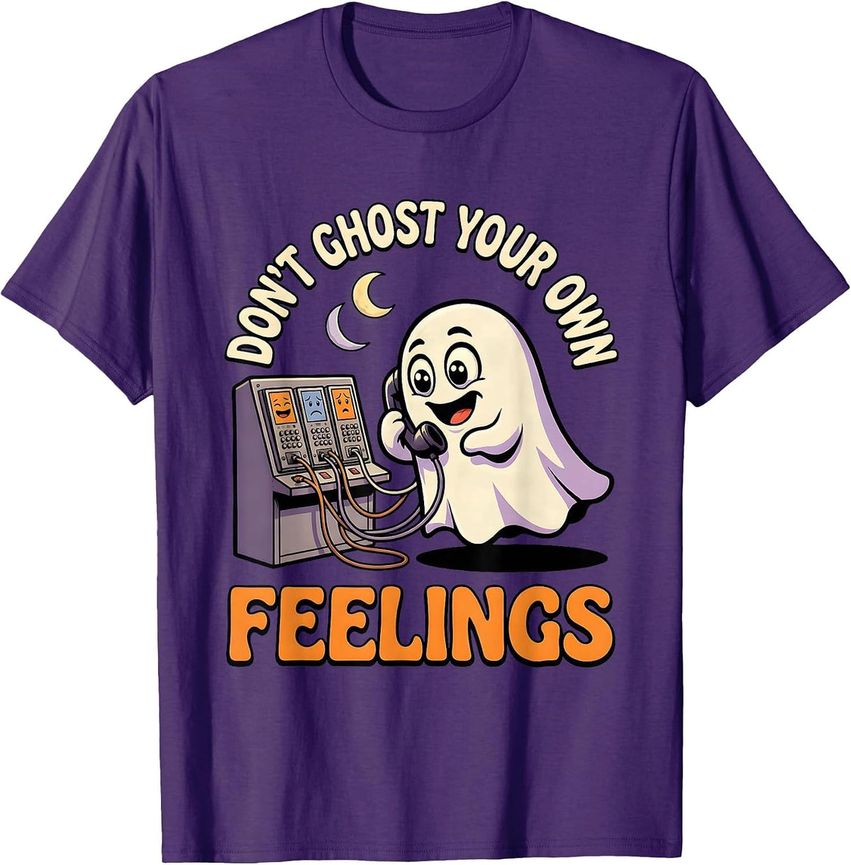 Don't Ghost Your Own Feelings Cartoon Ghost Halloween Mental T-Shirt - Purple