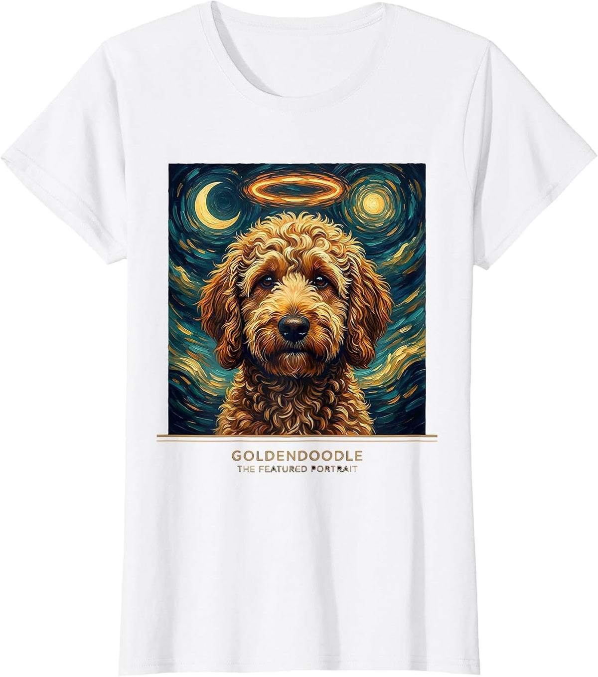 Women's Goldendoodle The Featured Portrait Whimsical Artistic Breed T-Shirt - White