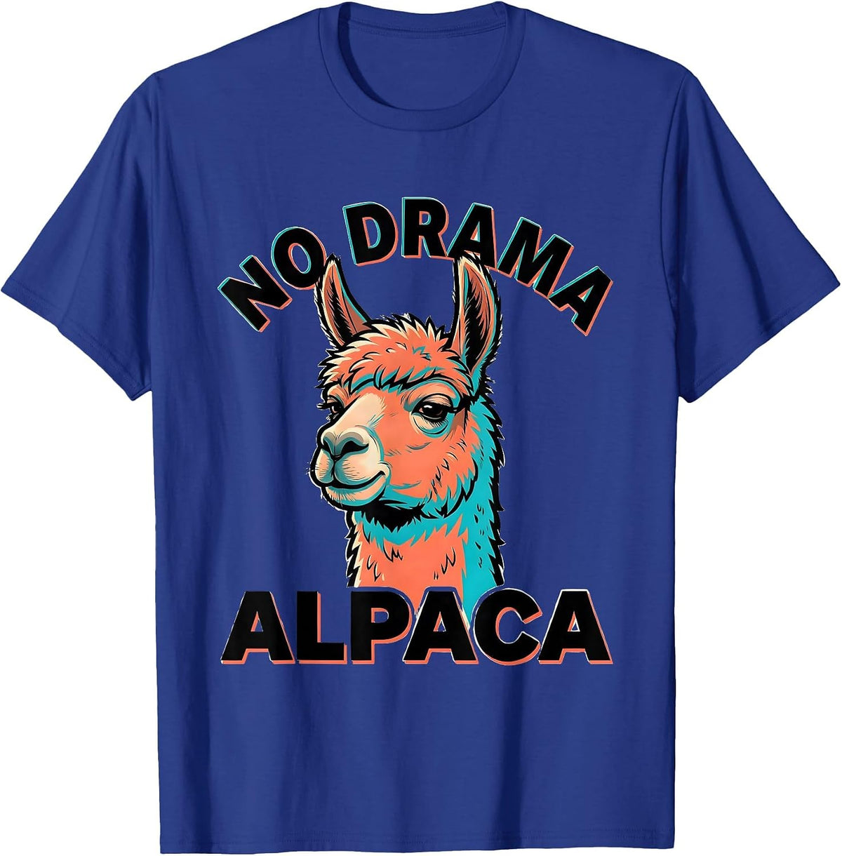 Men's No Drama Alpaca Funny Alpaca Lover Gift Cartoon T-Shirt - Royal Blue