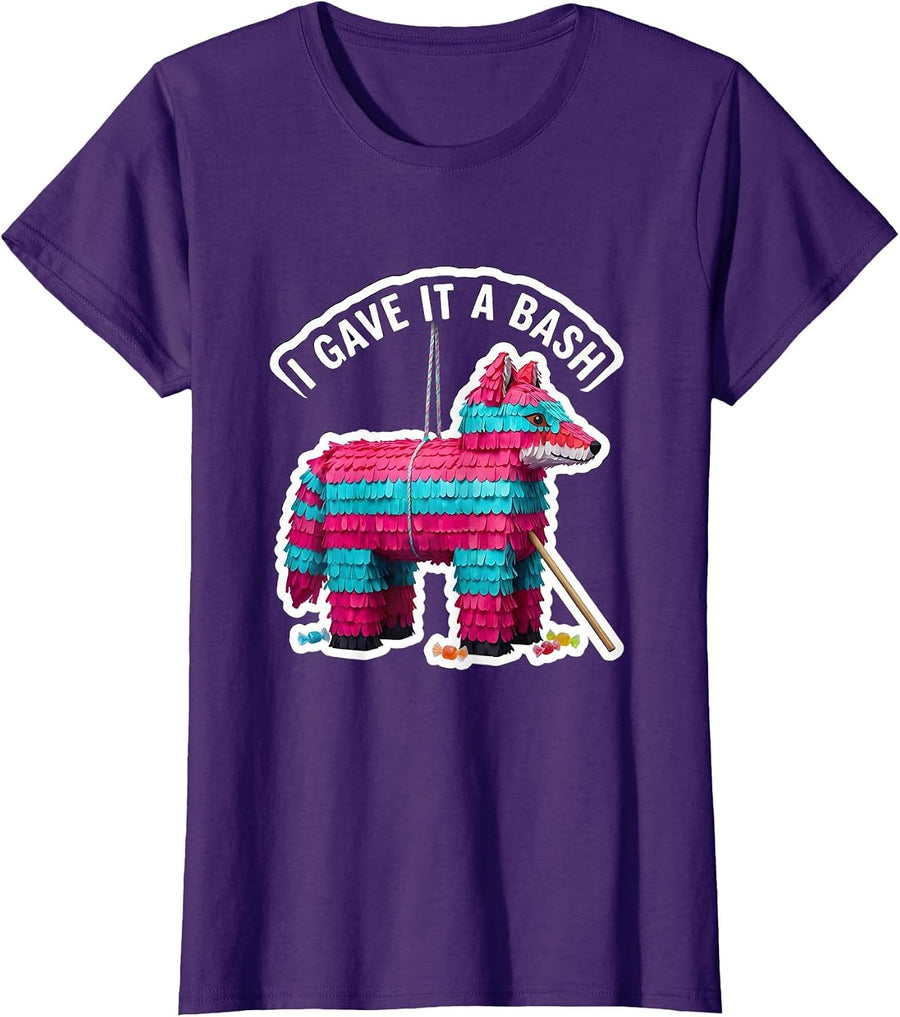 Women's I Gave It A Bash Funny Cinco De Mayo Piñata Party Costume T-Shirt - Purple
