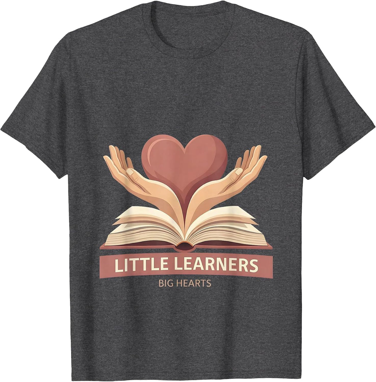 Men's Little Learners Big Hearts Elementary Teacher Design T-Shirt - Dark Heather Grey