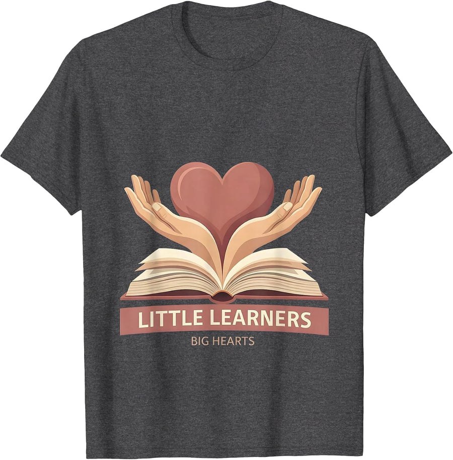 Men's Little Learners Big Hearts Elementary Teacher Design T-Shirt - Dark Heather Grey