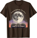 Three Hedgehogs One Moon Funny Hedgehog Meme Pet Lover Humor T-Shirt - Brown