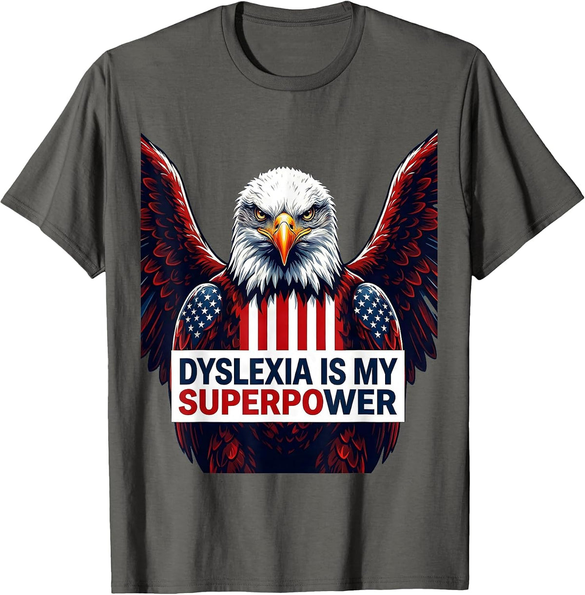 Men's Dyslexia Is My Superpower Awareness Design T-Shirt - Asphalt Grey
