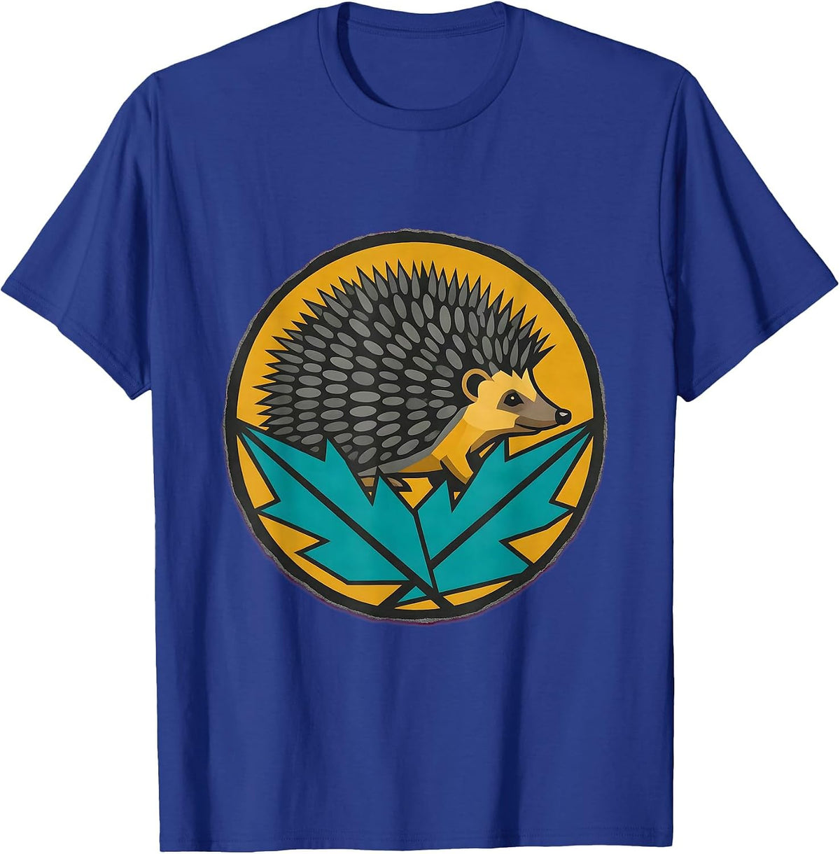 Curled Hedgehog Midcentury Modern Cute Animal Humor T-Shirt - Royal Blue