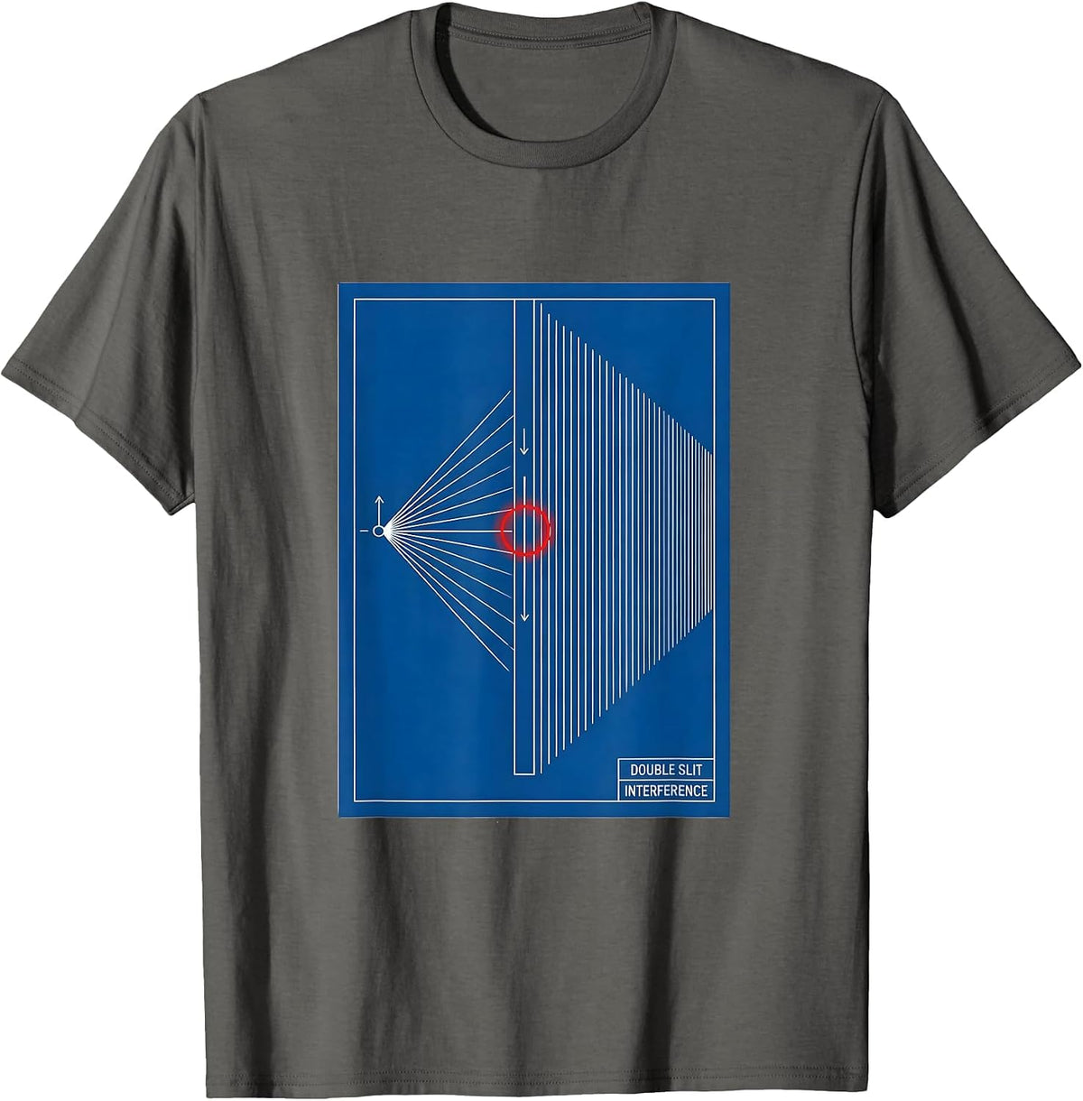 Double Slit Interference Technical Blueprint Quantum Physics T-Shirt - Asphalt Grey