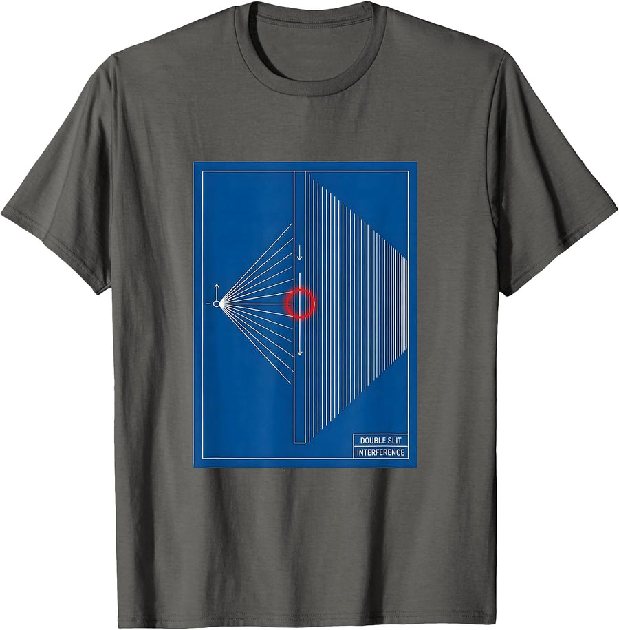 Double Slit Interference Technical Blueprint Quantum Physics T-Shirt - Asphalt Grey