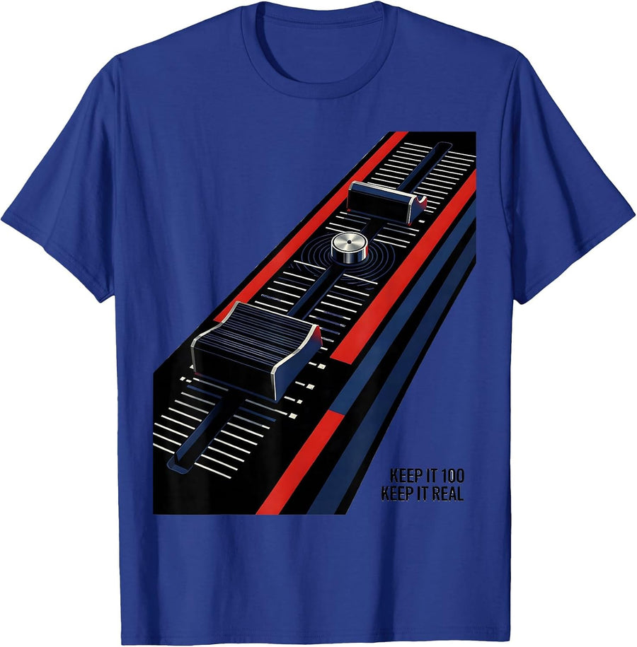 Keep It 100 Keep It Real Constructivist Poster DJ Mixer Old T-Shirt - Royal Blue