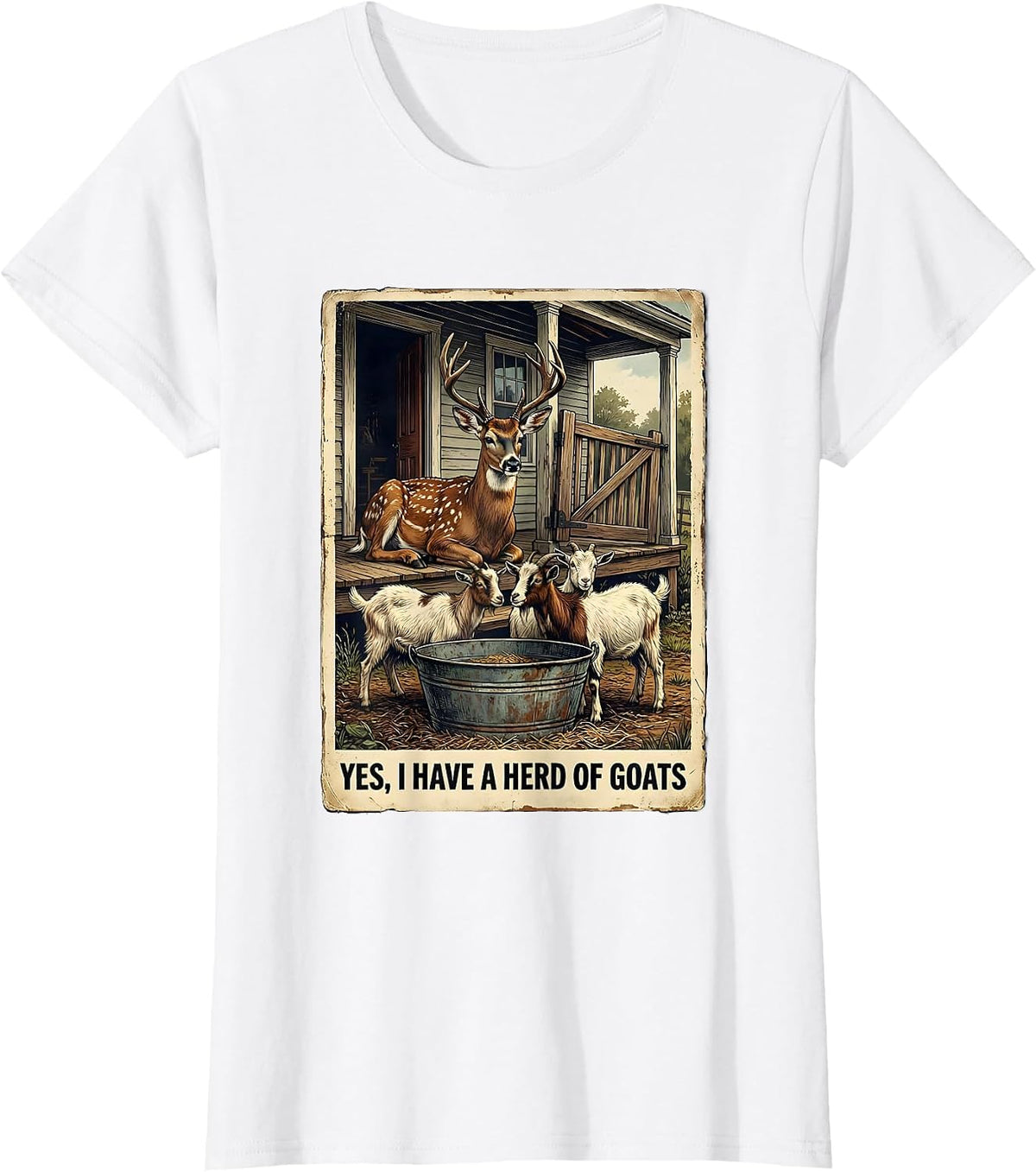 Women's Yes I Have A Herd Of Goats Vintage Funny Goat Lover Farmer T-Shirt - White