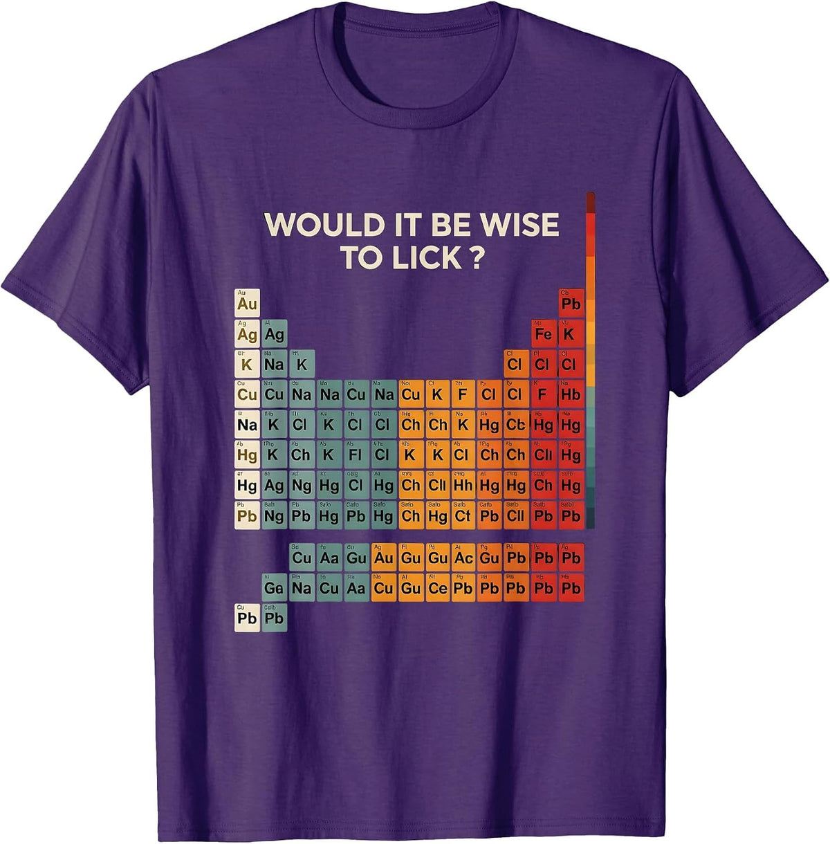 Men's Would It Be Wise To Lick Funny Periodic Table Chemistry T-Shirt - Purple