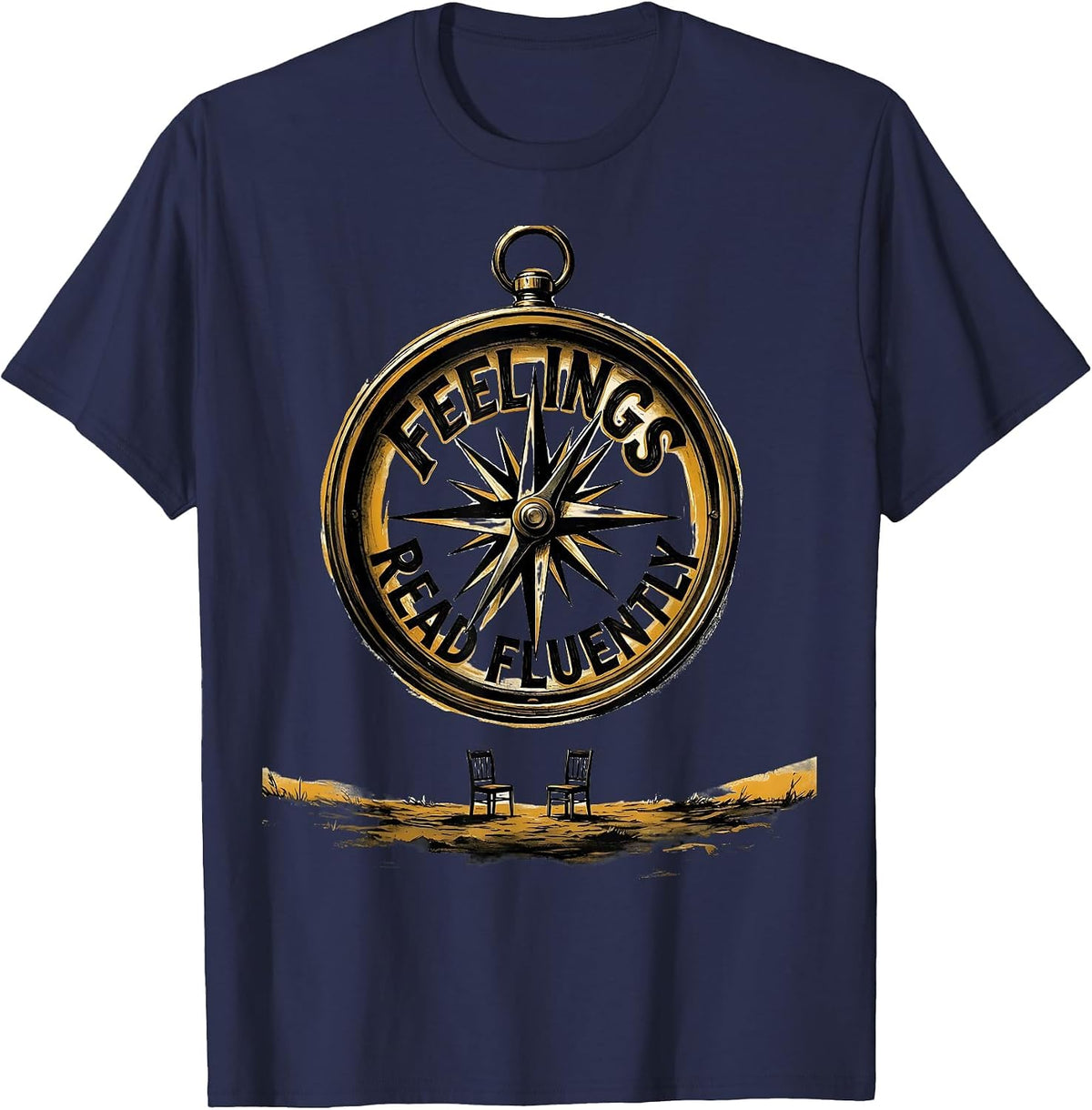Feelings, Read Fluently Groovy Retro School Counselor T-Shirt - Navy Blue