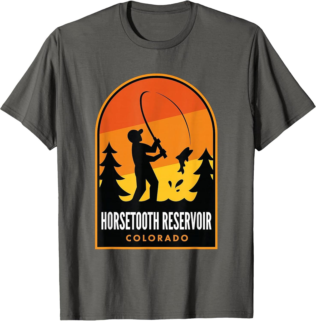 Horsetooth Reservoir Colorado Fishing T-Shirt - Asphalt Grey
