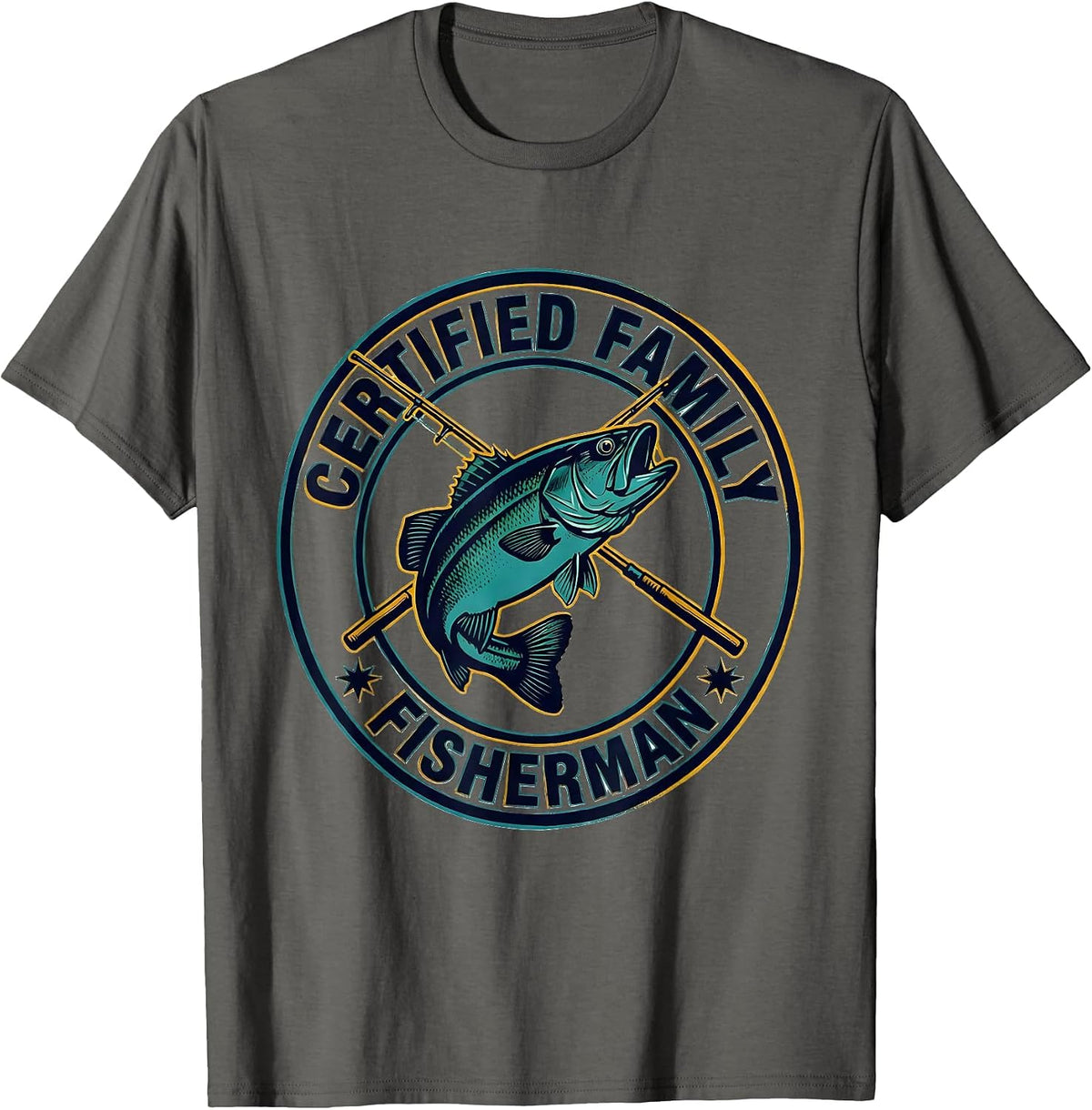 Certified Family Fisherman Funny Fishing Humor Gift T-Shirt - Asphalt Grey