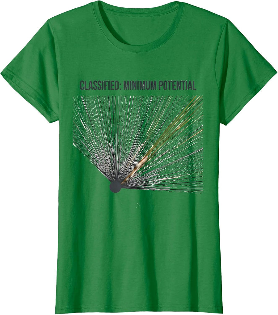 Women's Classified: Minimum Potential Funny Physics Pun Humor T-Shirt - Kelly Green