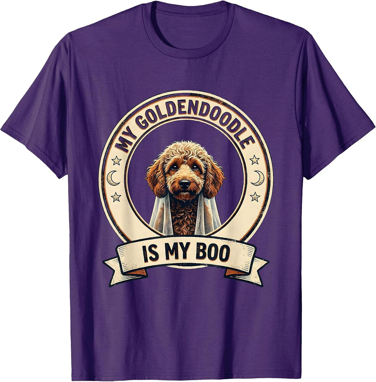 My Goldendoodle Is My Boo Spooky-Cute Halloween Dog Mom T-Shirt - Purple