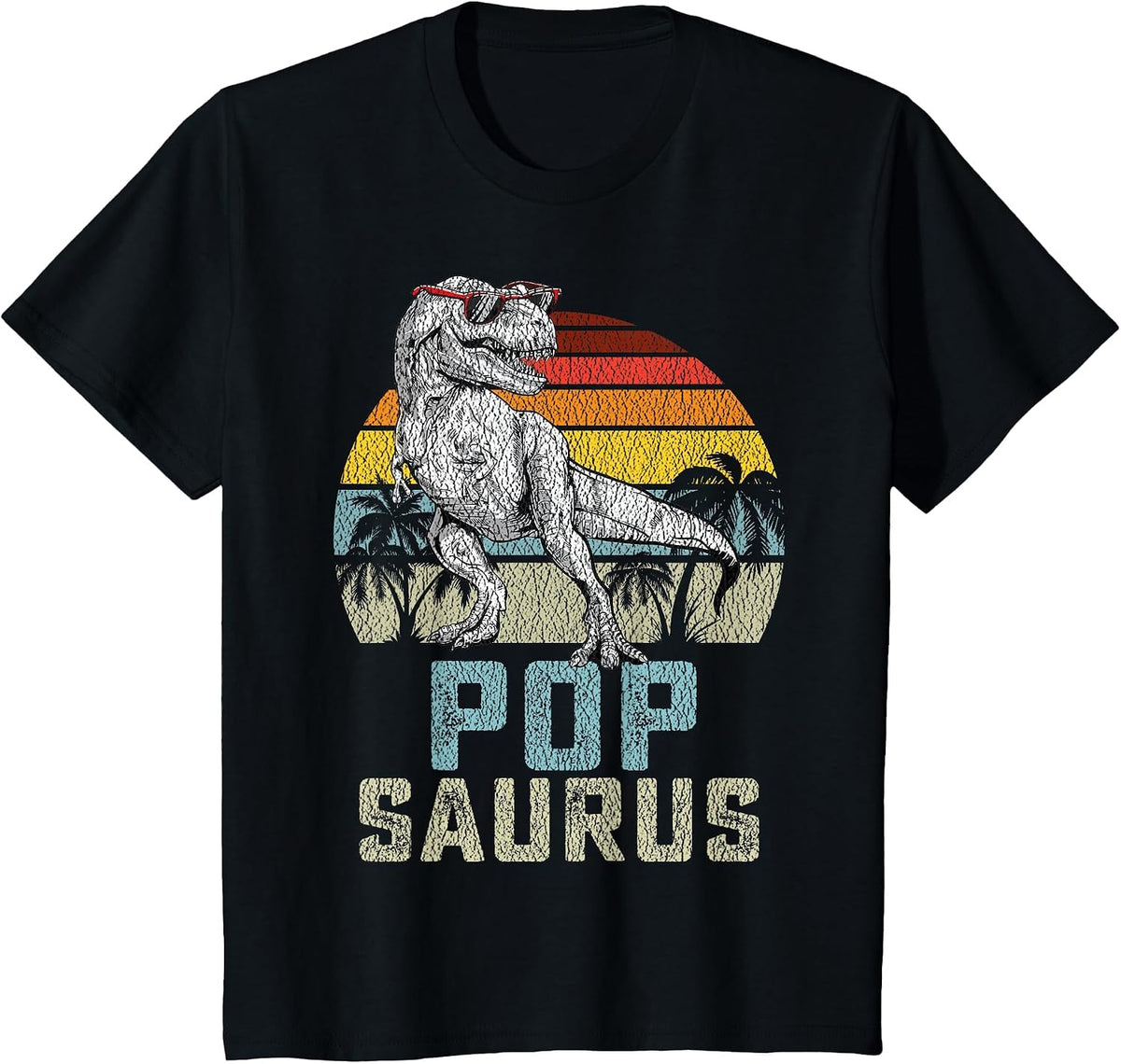 Popsaurus T Rex Dinosaur Pop Saurus Family Matching T-Shirt - Black